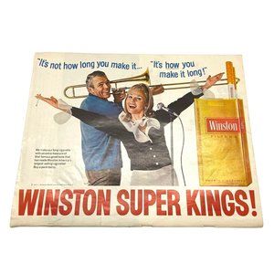 Winston Cigarettes Vintage Print Ad 1968 Super Kings! Singing Trombone Players